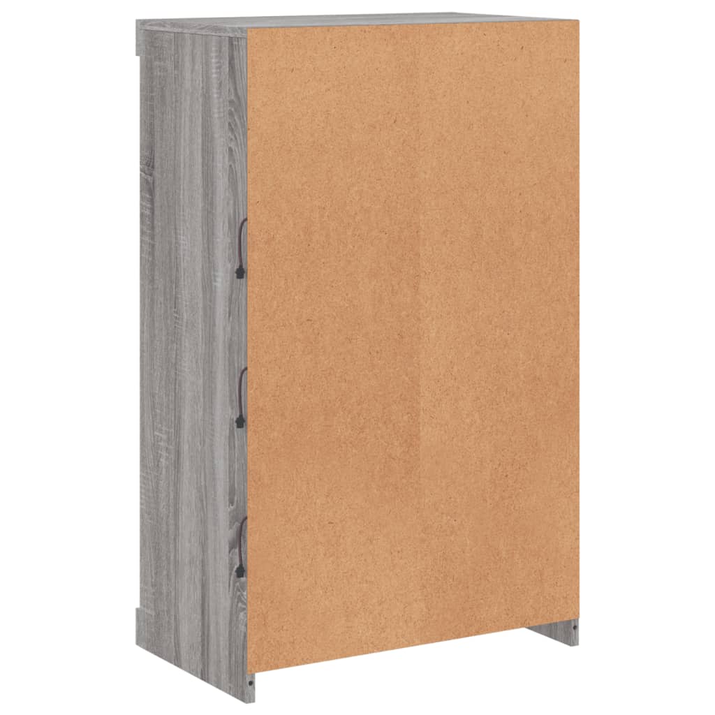 Sānu skapītis ar LED apgaismojumu, ozolkoka pelēks, 60,5x37x100 cm