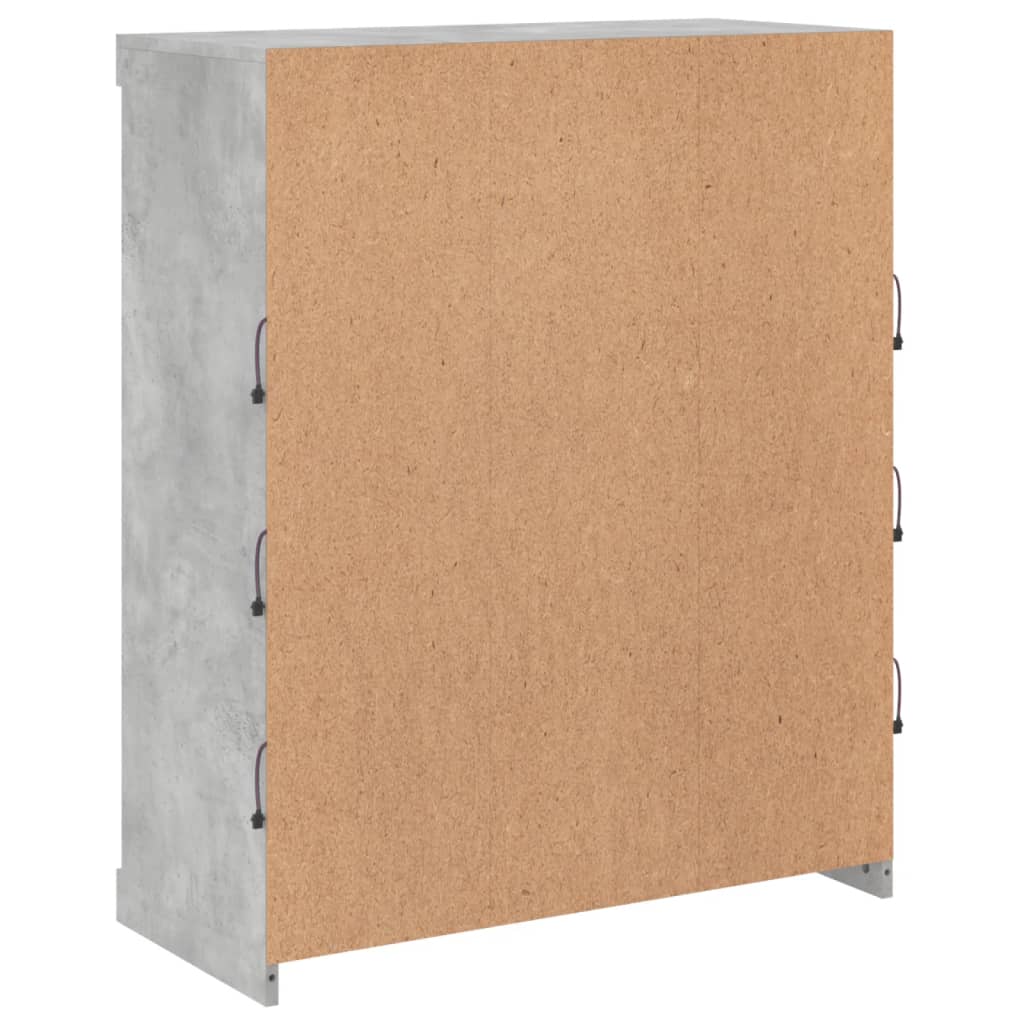 Šoninė spintelė su LED lemputėmis, betono pilka, 81x37x100cm