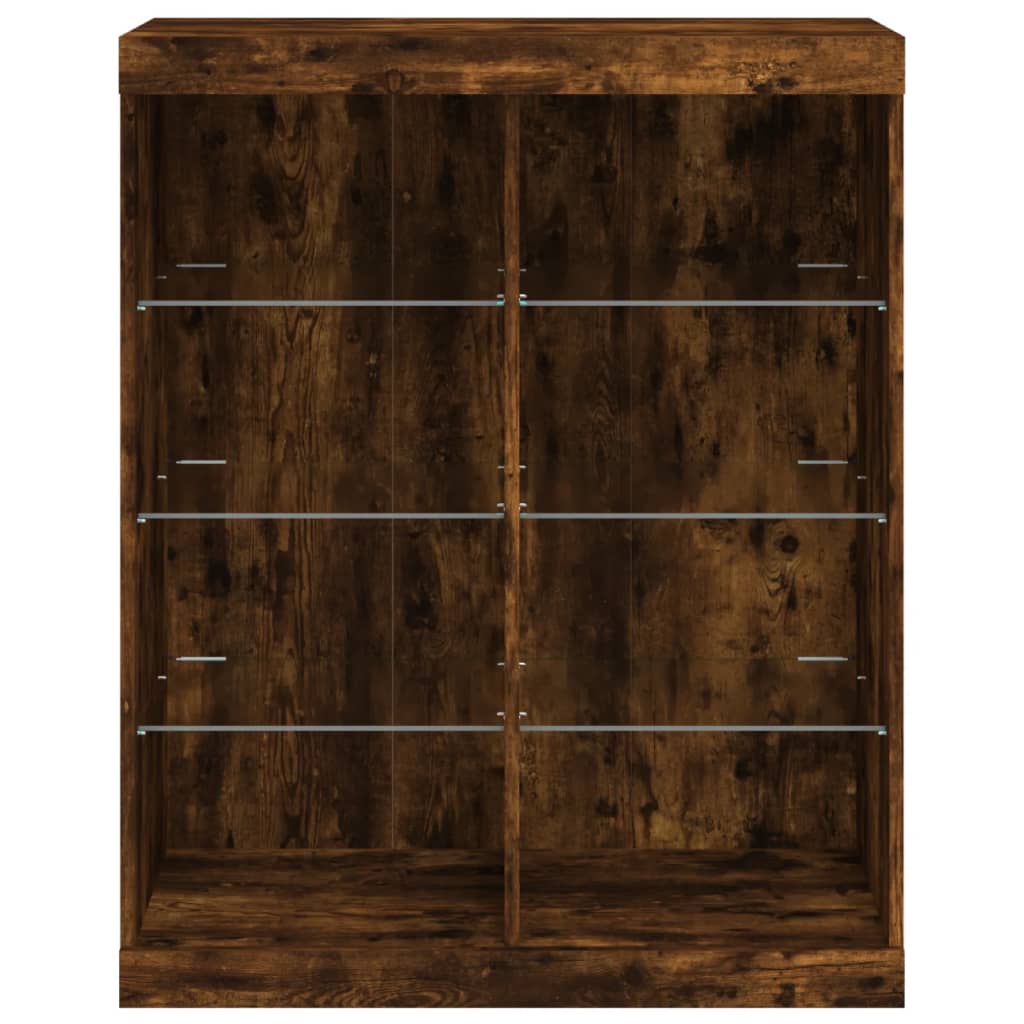 Sideboard with LED lights, smoked oak, 81x37x100cm