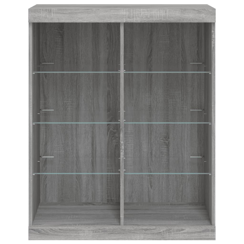 Sideboard with LED lights, grey oak, 81x37x100cm
