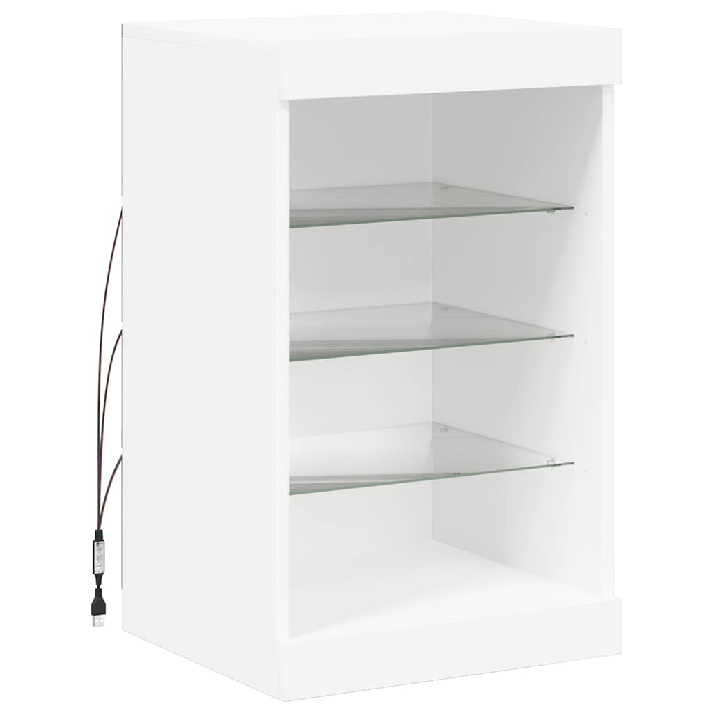 Šoninė spintelė su LED lemputėmis, baltos spalvos, 41x37x67cm