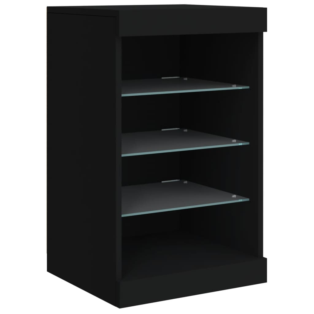 Side cabinet with LED lights, black, 41x37x67cm