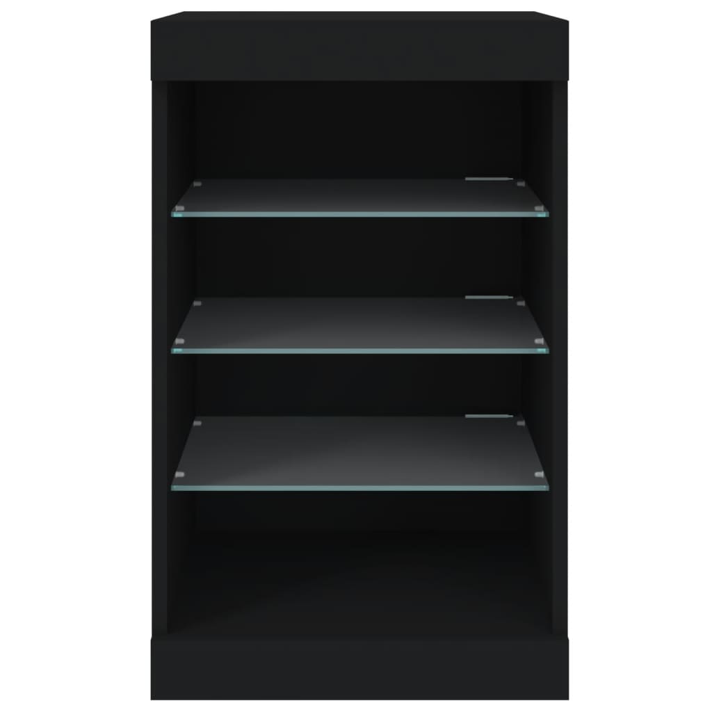 Side cabinet with LED lights, black, 41x37x67cm