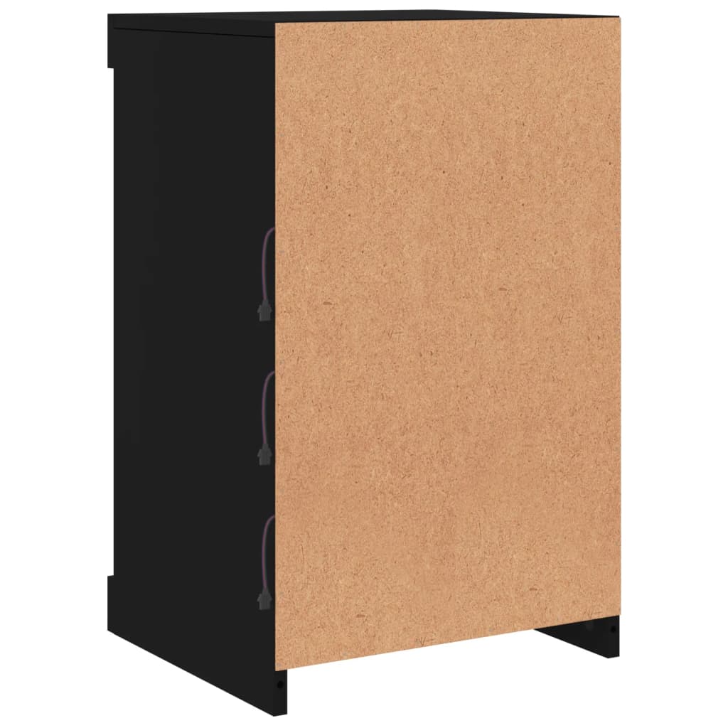Side cabinet with LED lights, black, 41x37x67cm