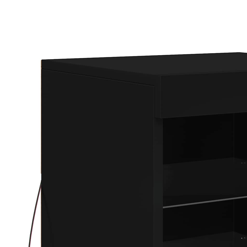 Side cabinet with LED lights, black, 41x37x67cm