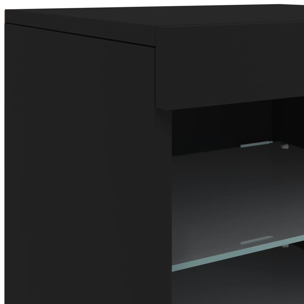 Side cabinet with LED lights, black, 41x37x67cm