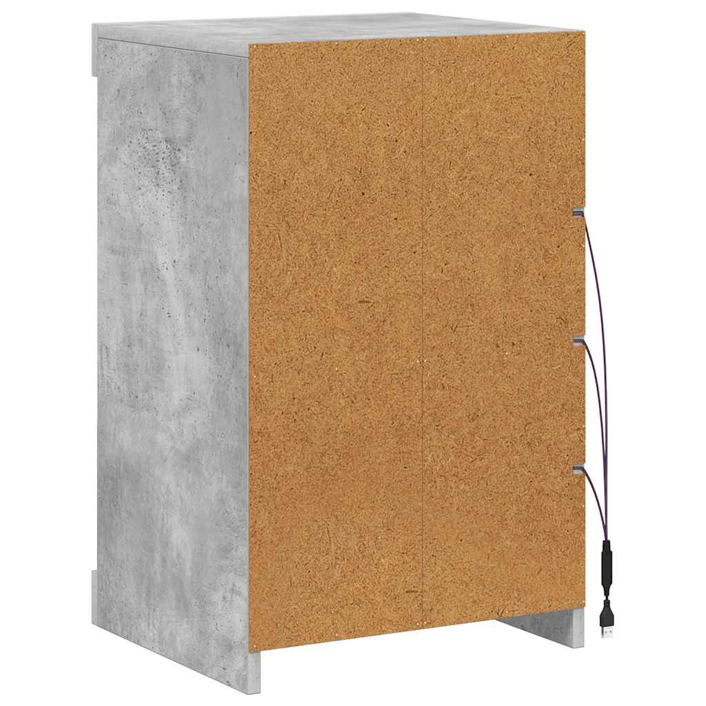 Šoninė spintelė su LED lemputėmis, betono pilka, 41x37x67cm