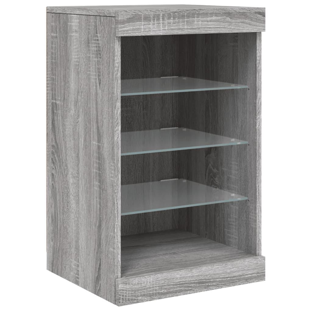 Sideboard with LED lights, grey oak, 41x37x67cm
