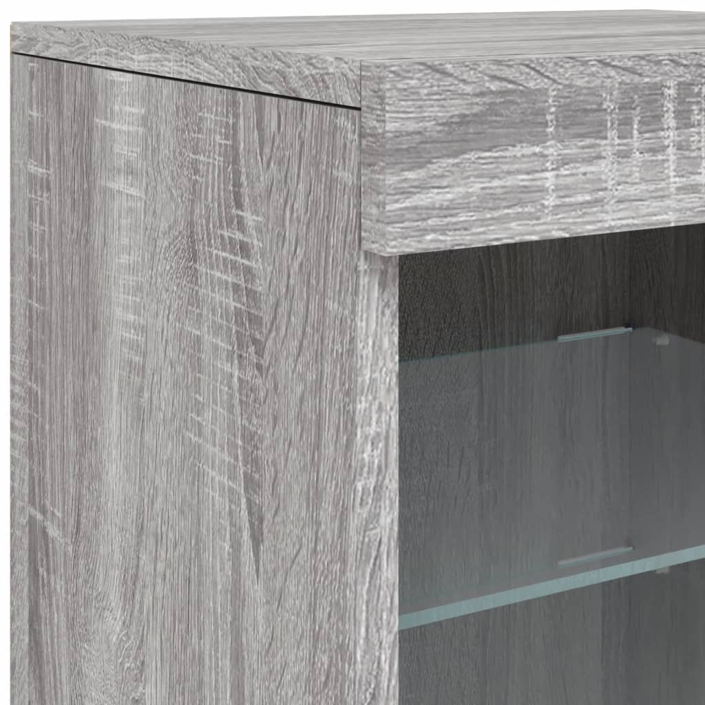 Sideboard with LED lights, grey oak, 41x37x67cm