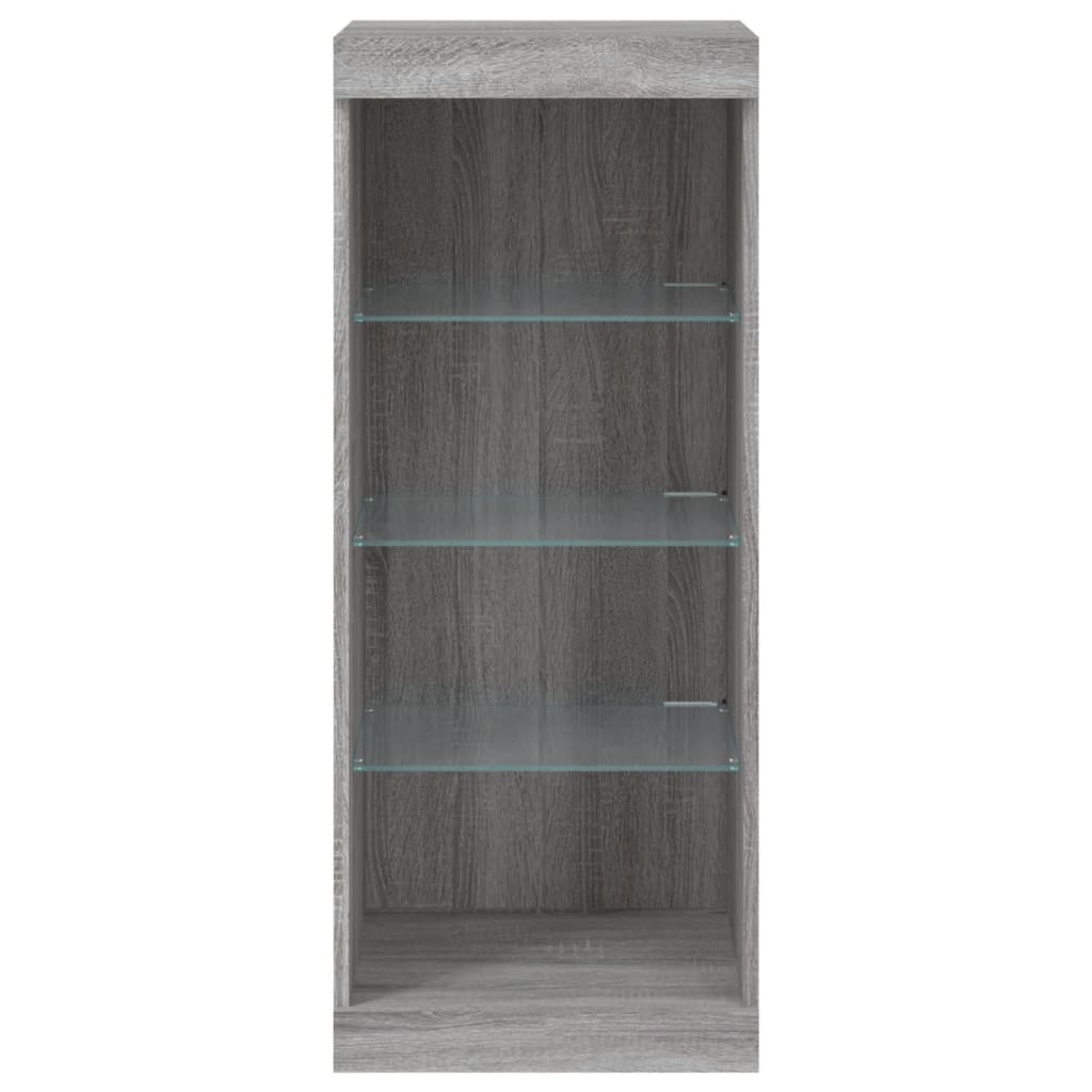 Sānu skapītis ar LED apgaismojumu, ozolkoka pelēks, 41x37x100 cm