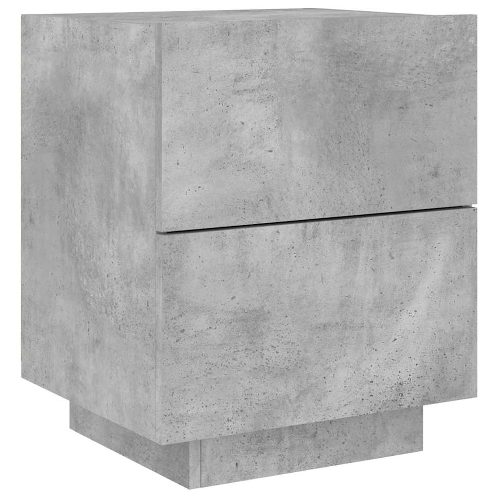 Nightstand with LED lights, concrete, processed wood