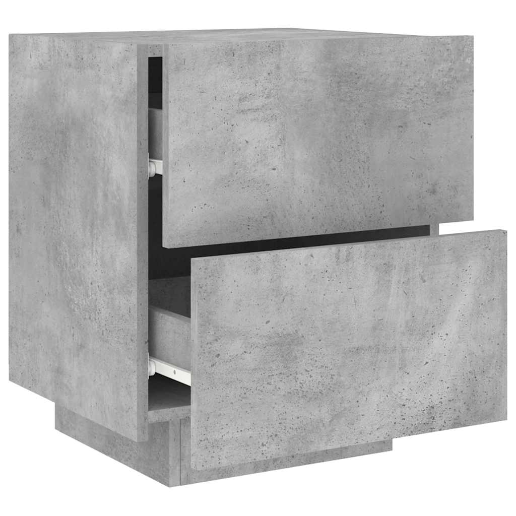 Nightstand with LED lights, concrete, processed wood
