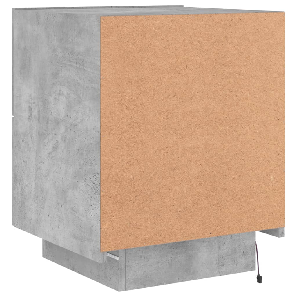 Nightstand with LED lights, concrete, processed wood