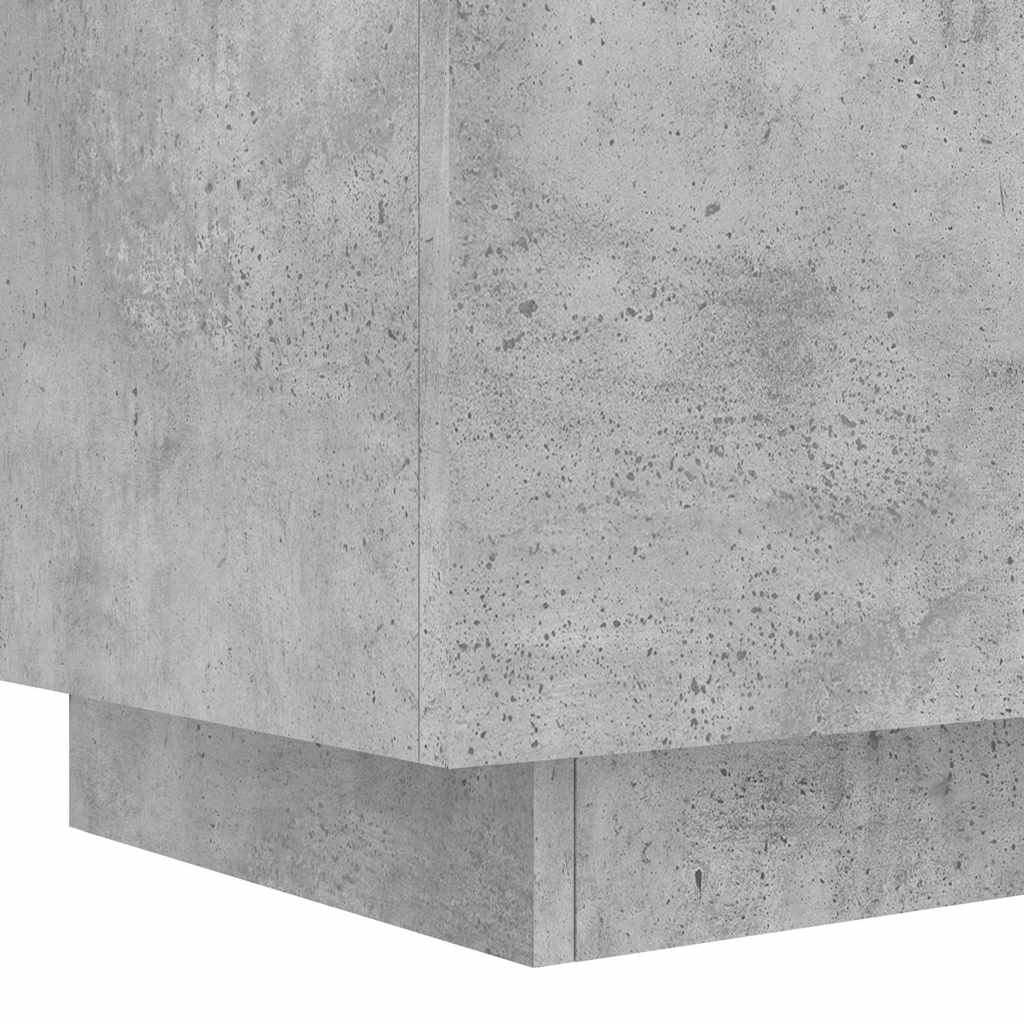 Nightstand with LED lights, concrete, processed wood