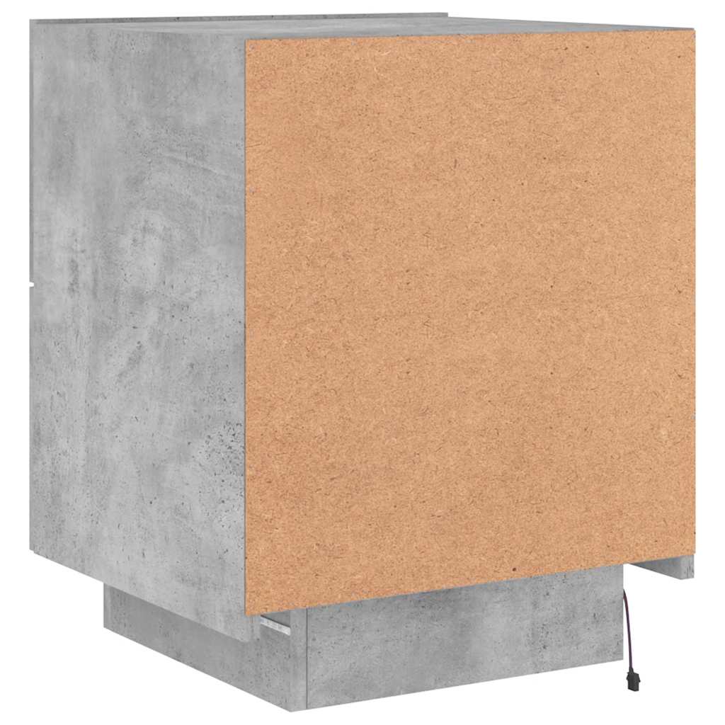 Naktsskapīši ar LED apgaismojumu, 2 gab., betona, koks