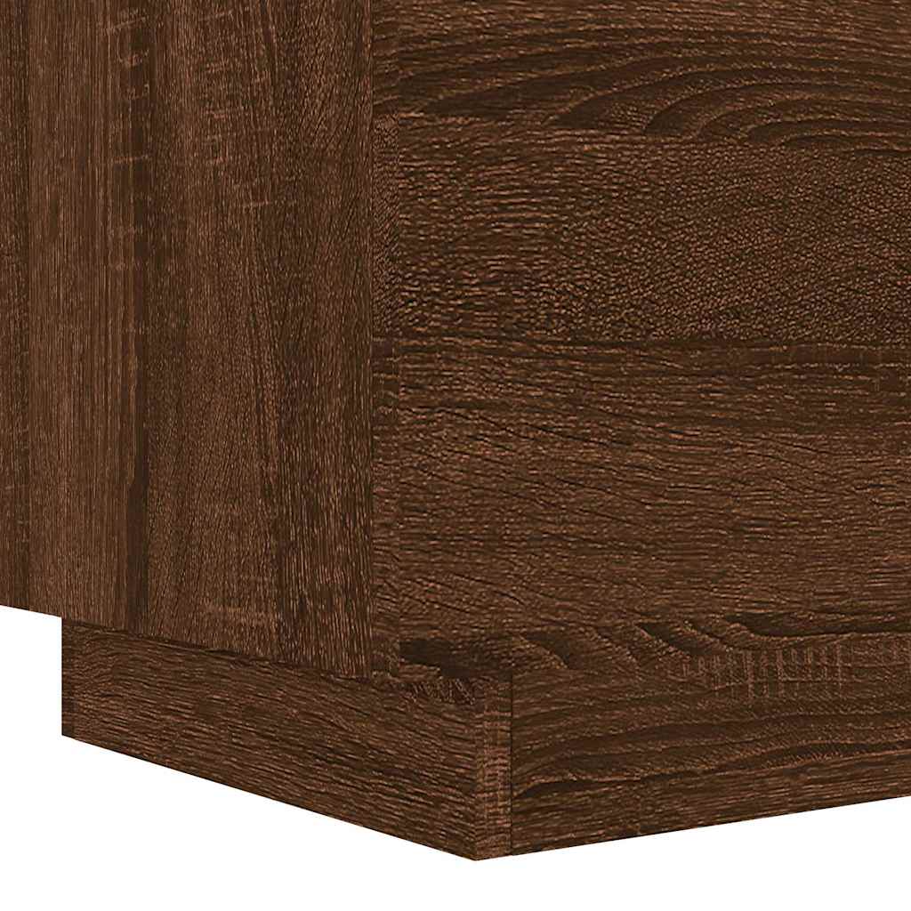 Naktsgaldiņi ar LED apgaismojumu, 2 gab., brūni, koks
