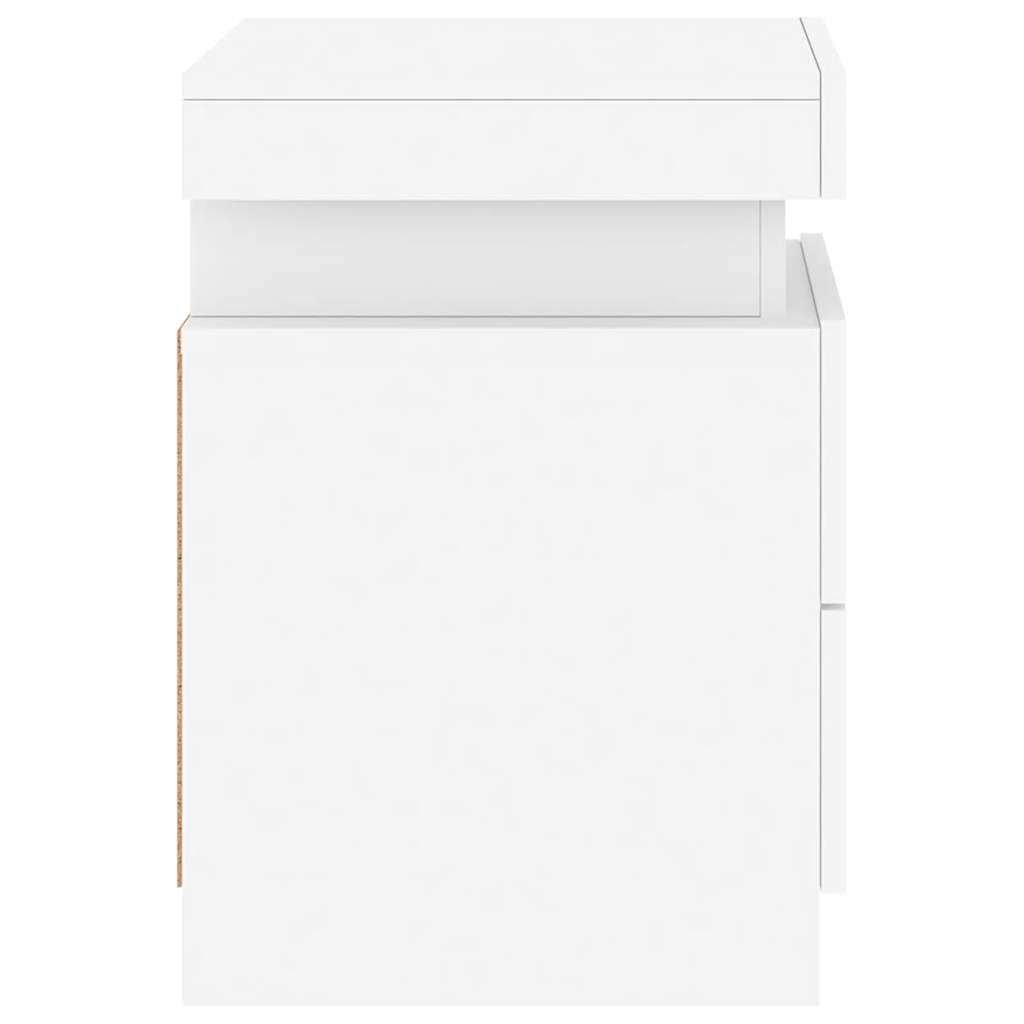 Naktinė spintelė su LED lemputėmis, baltos spalvos, 35x39x55cm
