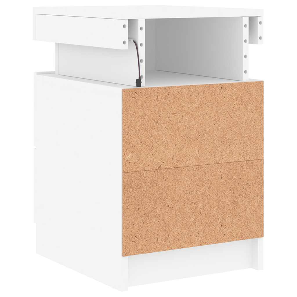 Naktinė spintelė su LED lemputėmis, baltos spalvos, 35x39x55cm