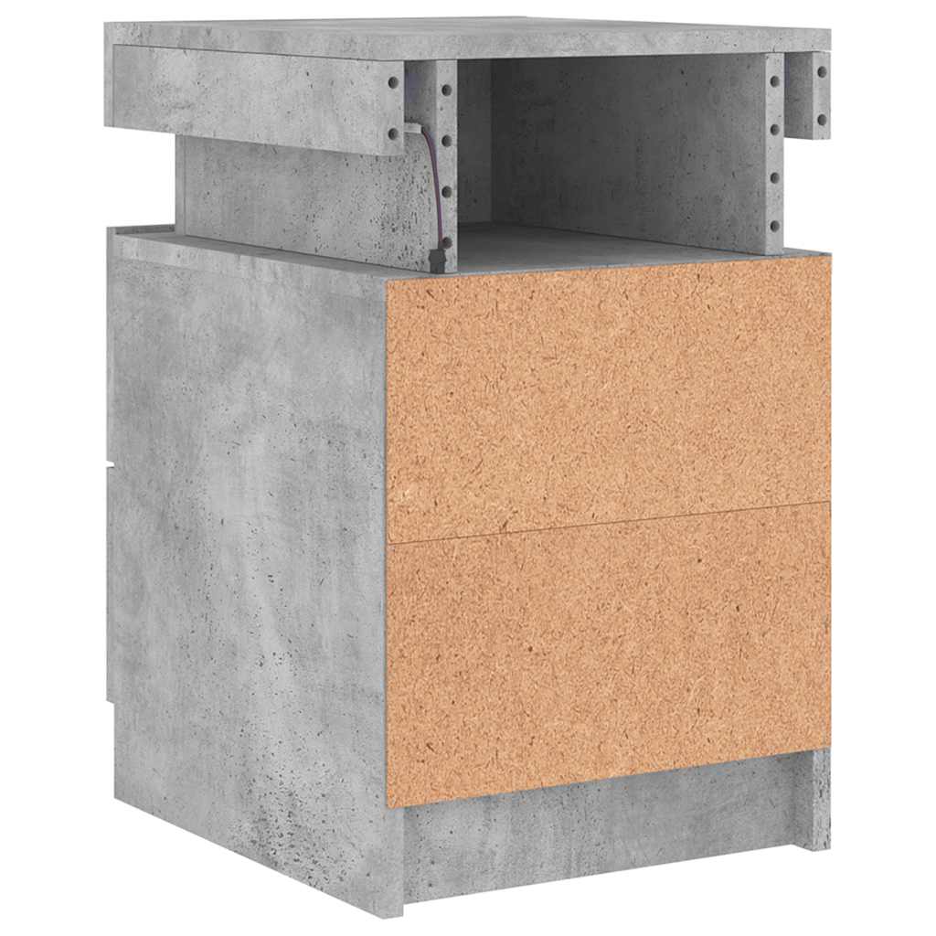 Naktinės spintelės su LED lemputėmis, 2vnt., betono, 35x39x55cm
