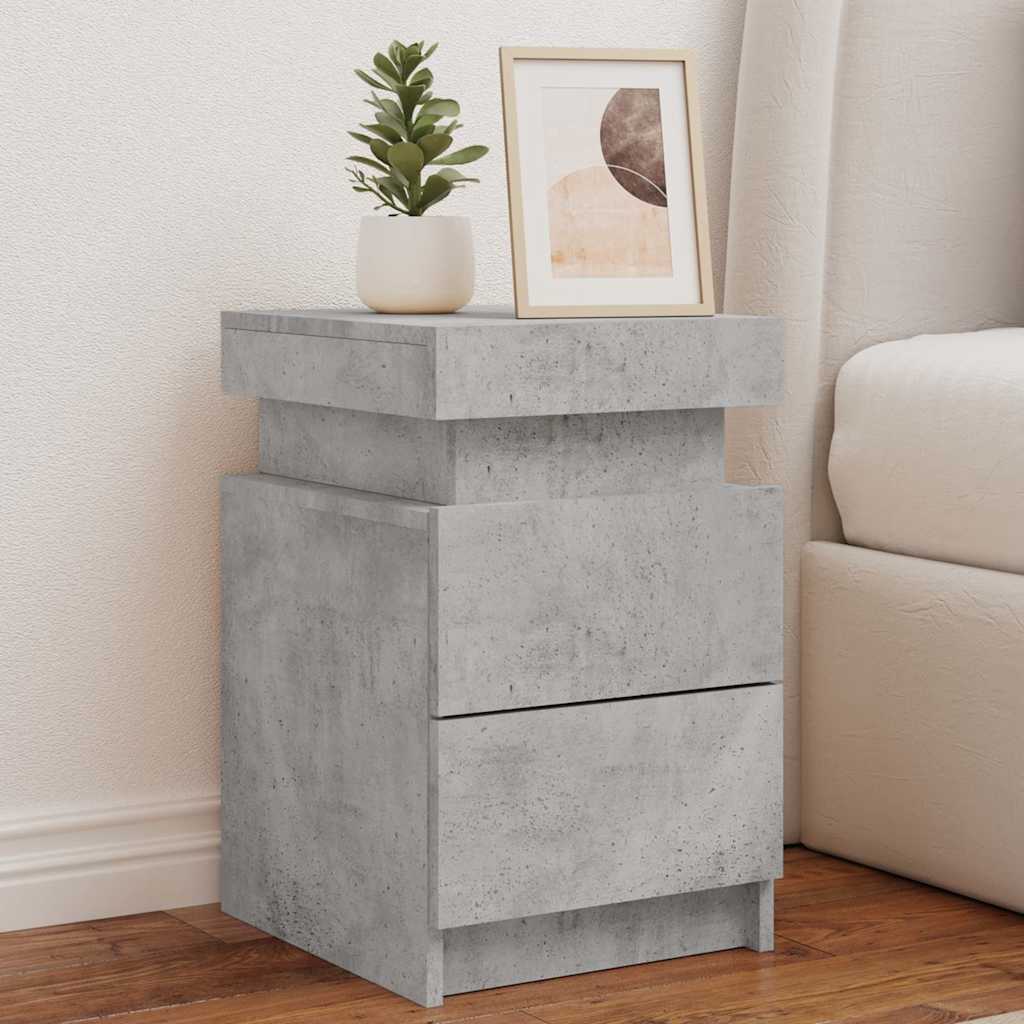 Naktinės spintelės su LED lemputėmis, 2vnt., betono, 35x39x55cm