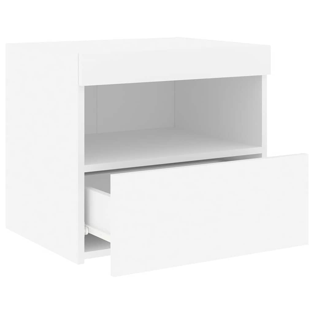 Nightstand with LED lights, white, 50x40x45cm