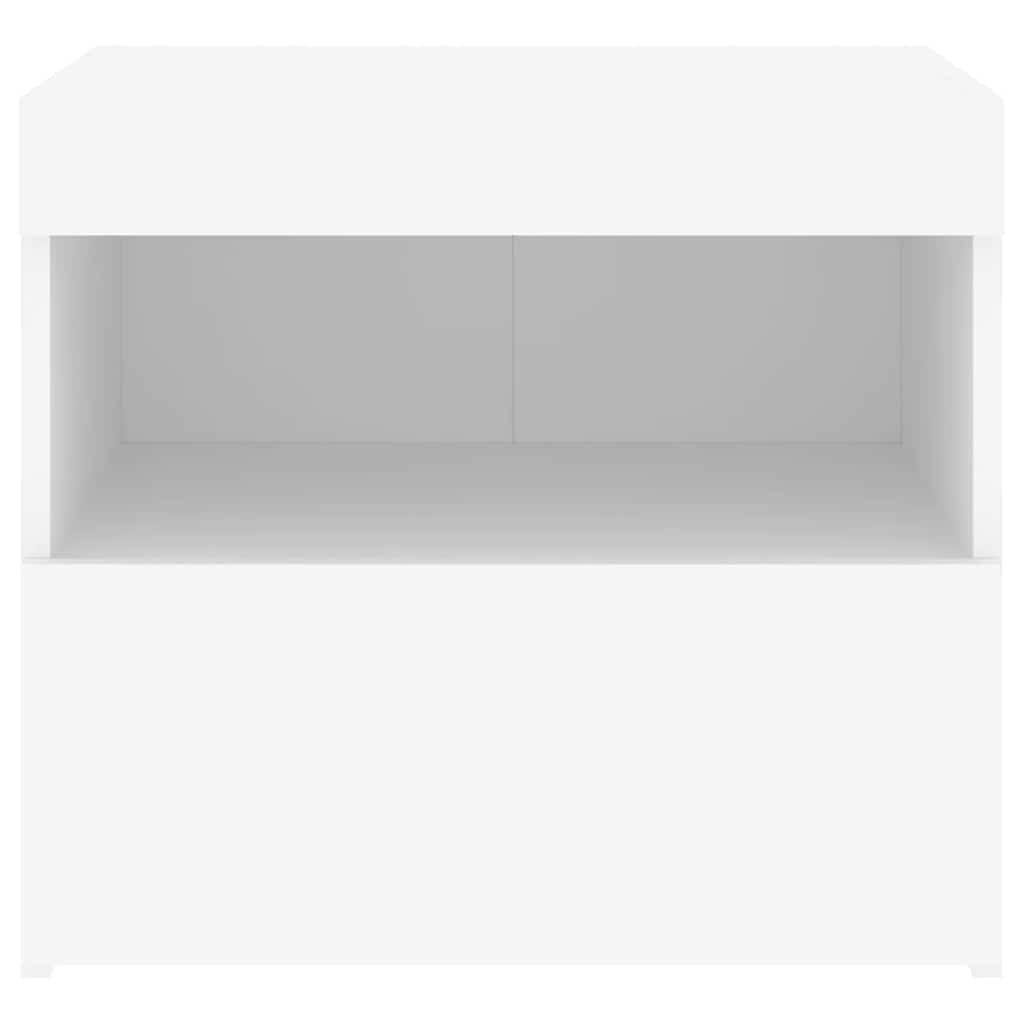 Naktinės spintelės su LED lemputėmis, 2vnt., baltos, 50x40x45cm