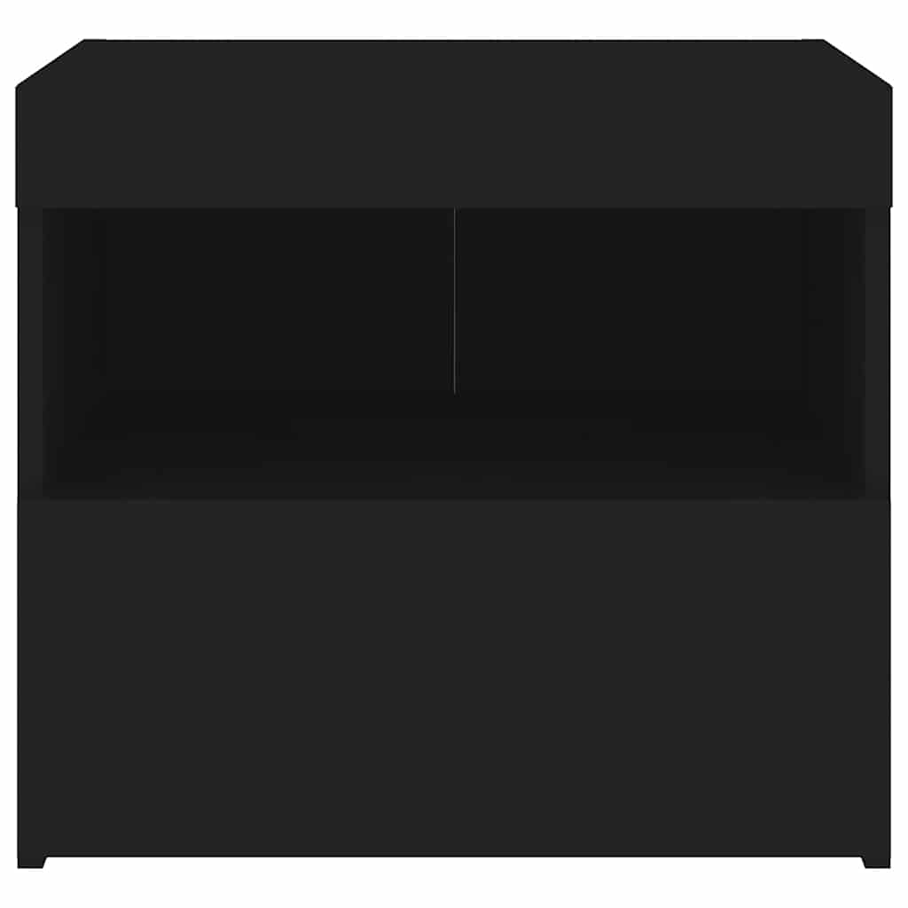 Naktinė spintelė su LED lemputėmis, juodos spalvos, 50x40x45cm