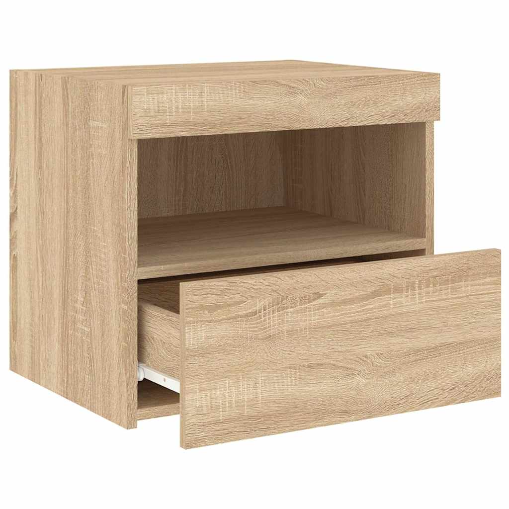 Naktinės spintelės su LED lemputėmis, 2vnt., ąžuolo, 50x40x45cm
