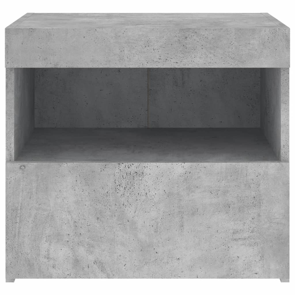 Naktinė spintelė su LED lemputėmis, betono pilka, 50x40x45cm