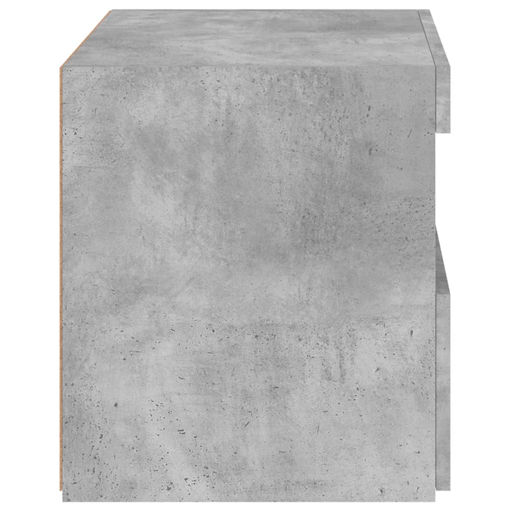 Naktinė spintelė su LED lemputėmis, betono pilka, 50x40x45cm