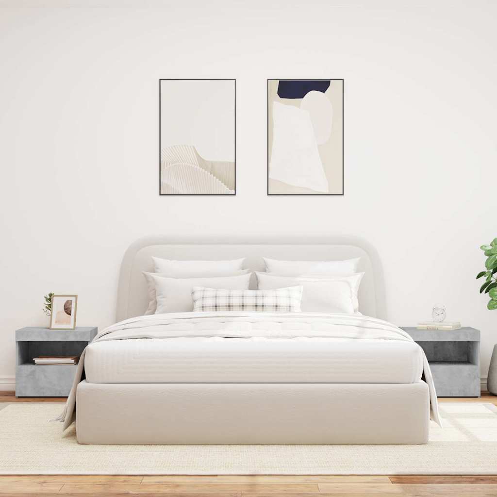 Nightstands with LED, 2 pcs., concrete gray, 50x40x45cm