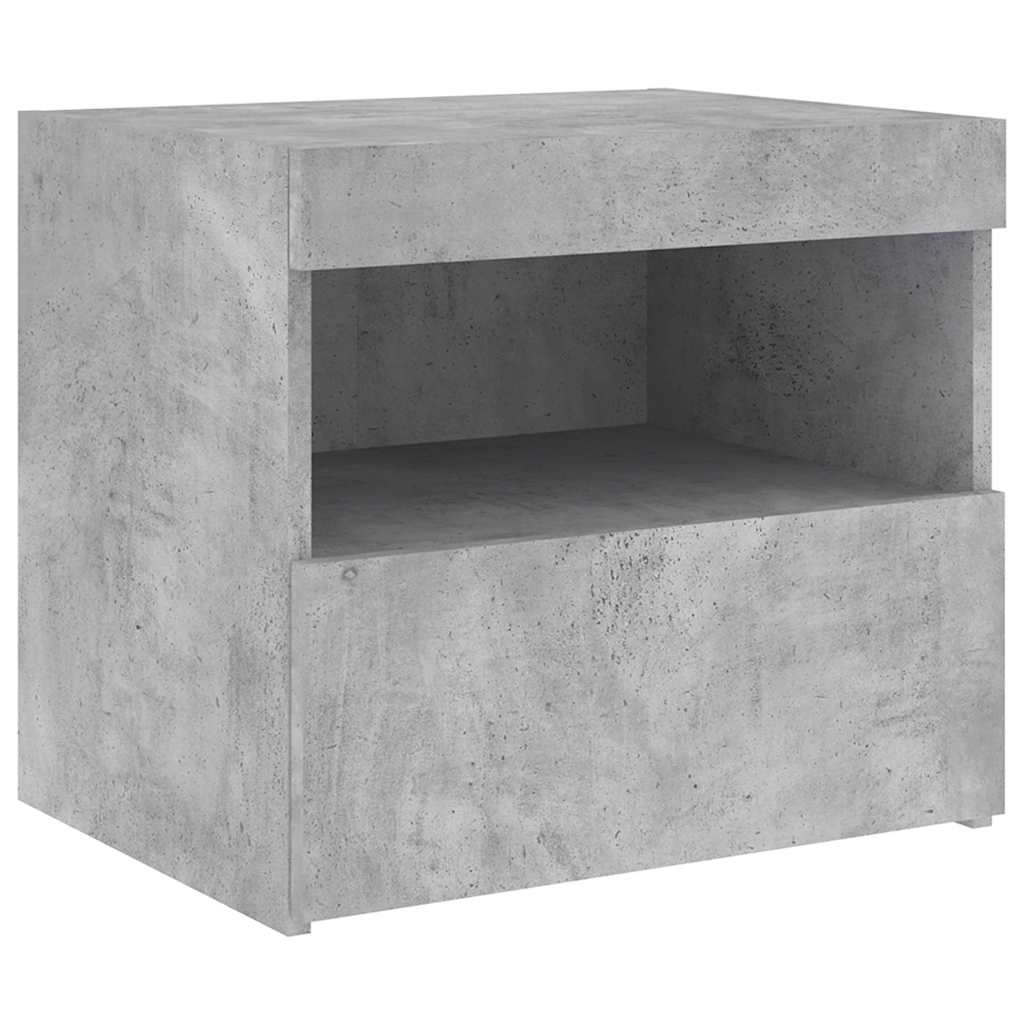Nightstands with LED, 2 pcs., concrete gray, 50x40x45cm