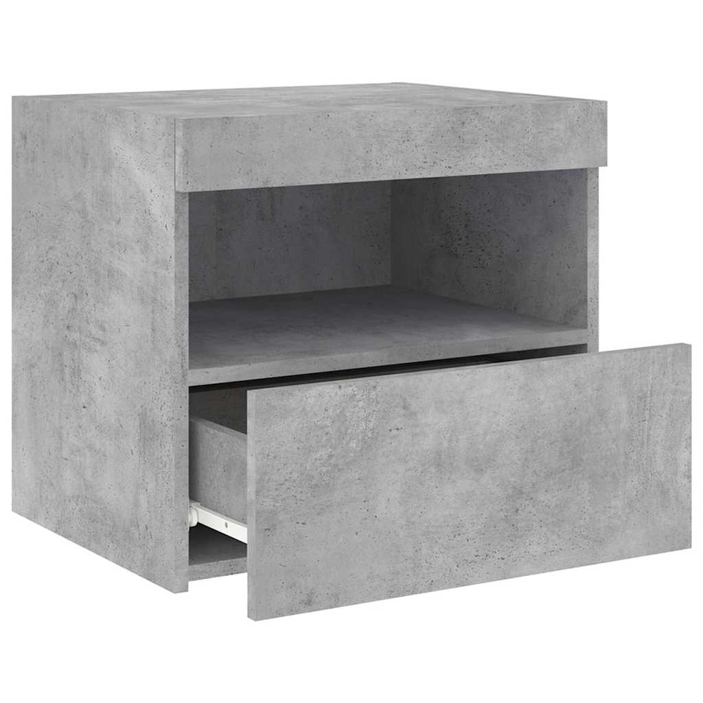 Nightstands with LED, 2 pcs., concrete gray, 50x40x45cm