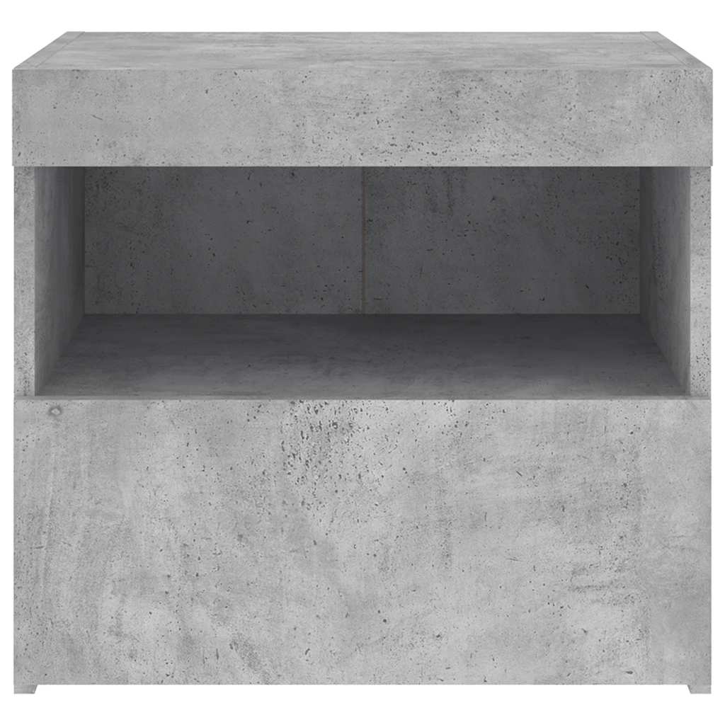 Naktinės spintelės su LED, 2vnt., betono pilkos, 50x40x45cm