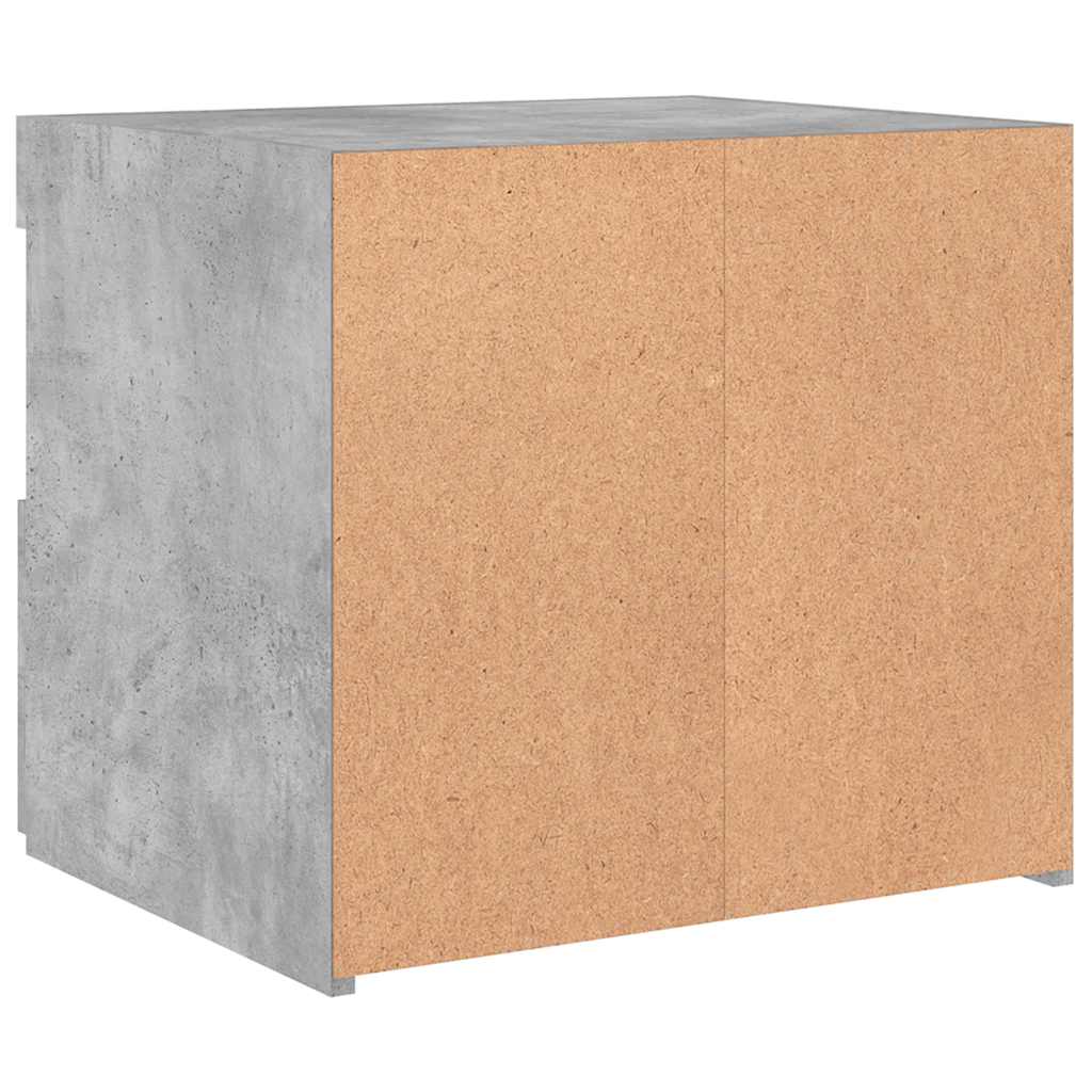 Naktinės spintelės su LED, 2vnt., betono pilkos, 50x40x45cm