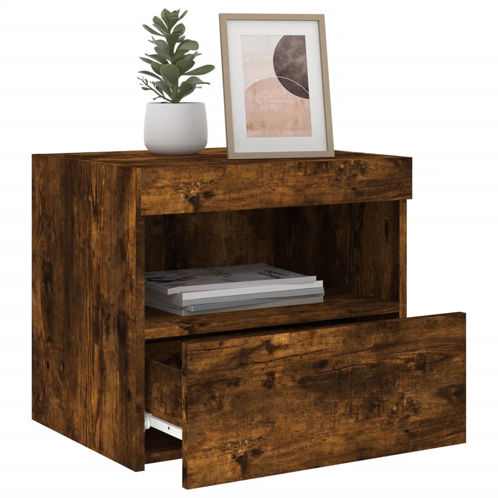 Nightstands with LED, 2 pcs., smoked oak, 50x40x45cm