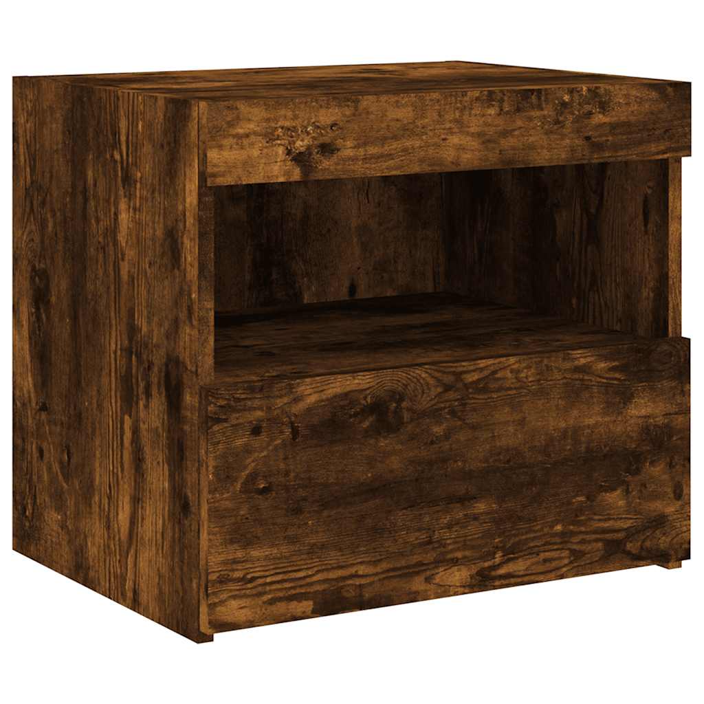Nightstands with LED, 2 pcs., smoked oak, 50x40x45cm