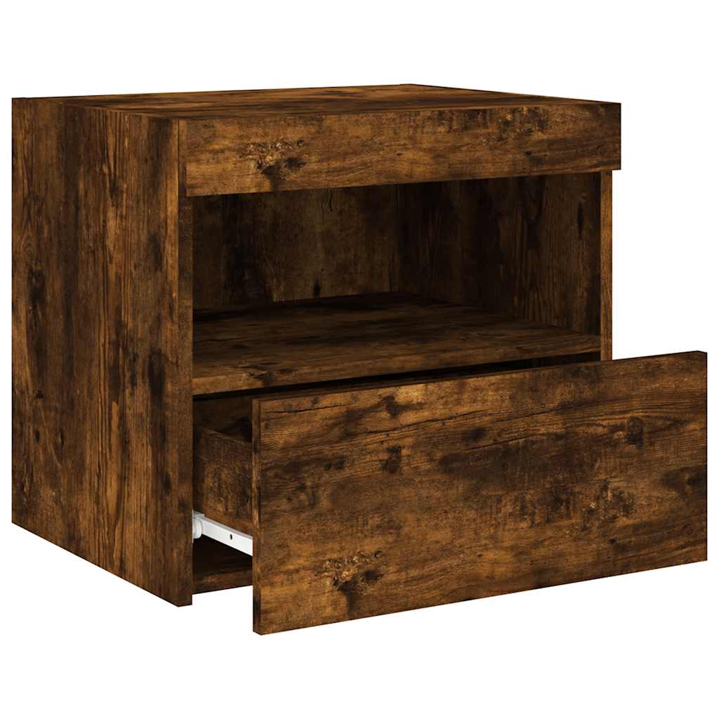 Nightstands with LED, 2 pcs., smoked oak, 50x40x45cm
