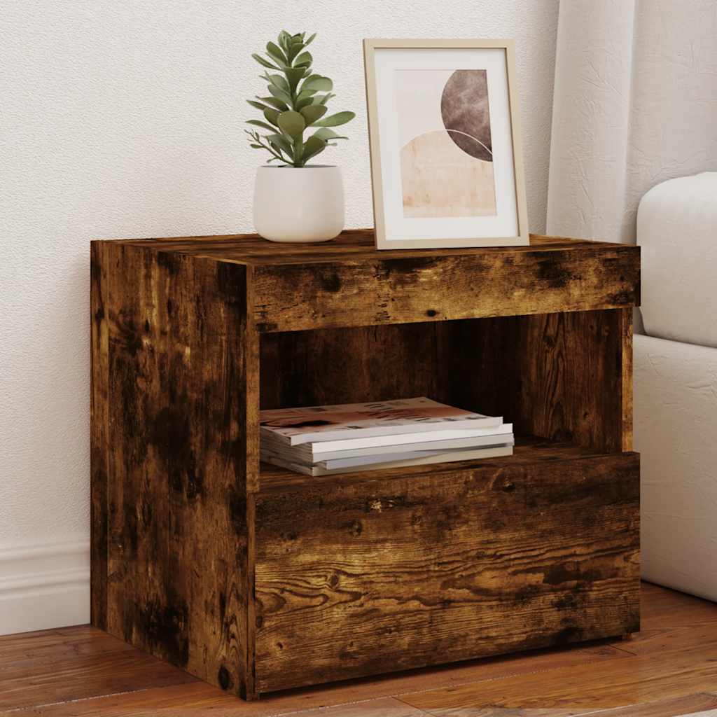 Nightstands with LED, 2 pcs., smoked oak, 50x40x45cm