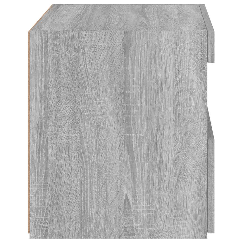 Naktinė spintelė su LED lemputėmis, pilka ąžuolo, 50x40x45cm