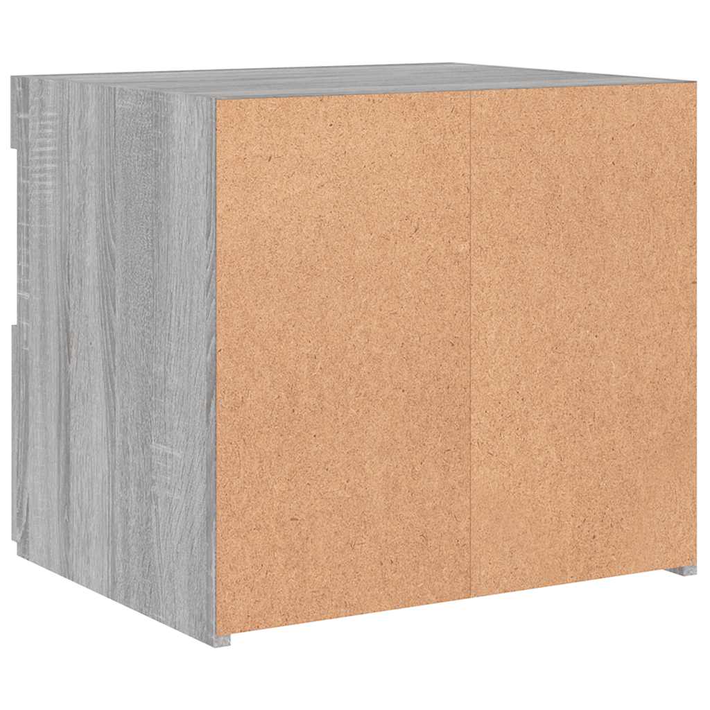 Naktinė spintelė su LED lemputėmis, pilka ąžuolo, 50x40x45cm