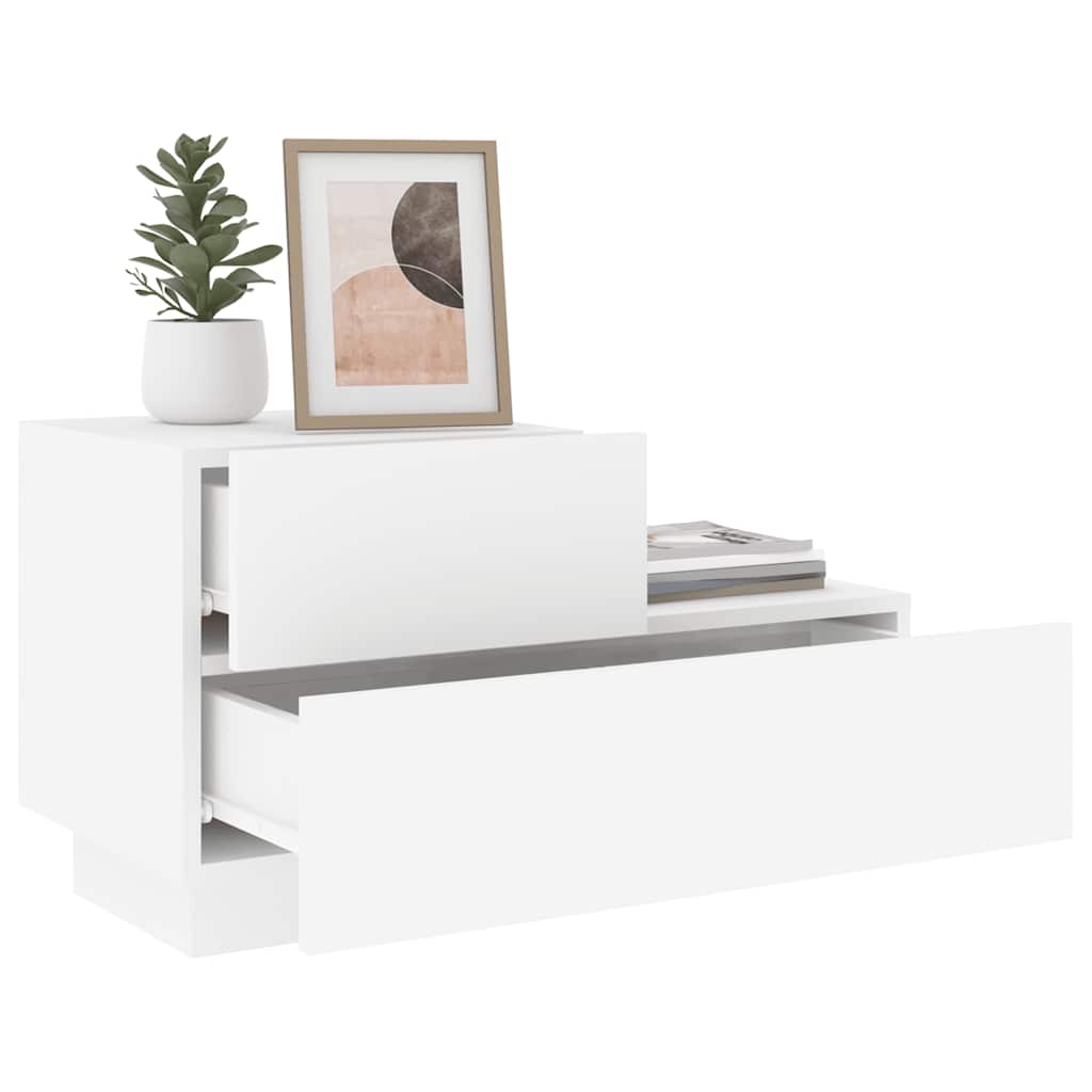 Bedside cabinet with LED lights, white, 70x36x40.5cm