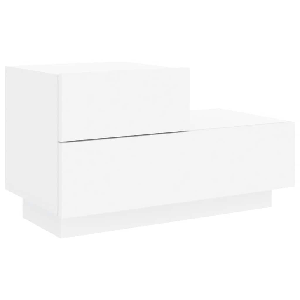 Bedside cabinet with LED lights, white, 70x36x40.5cm