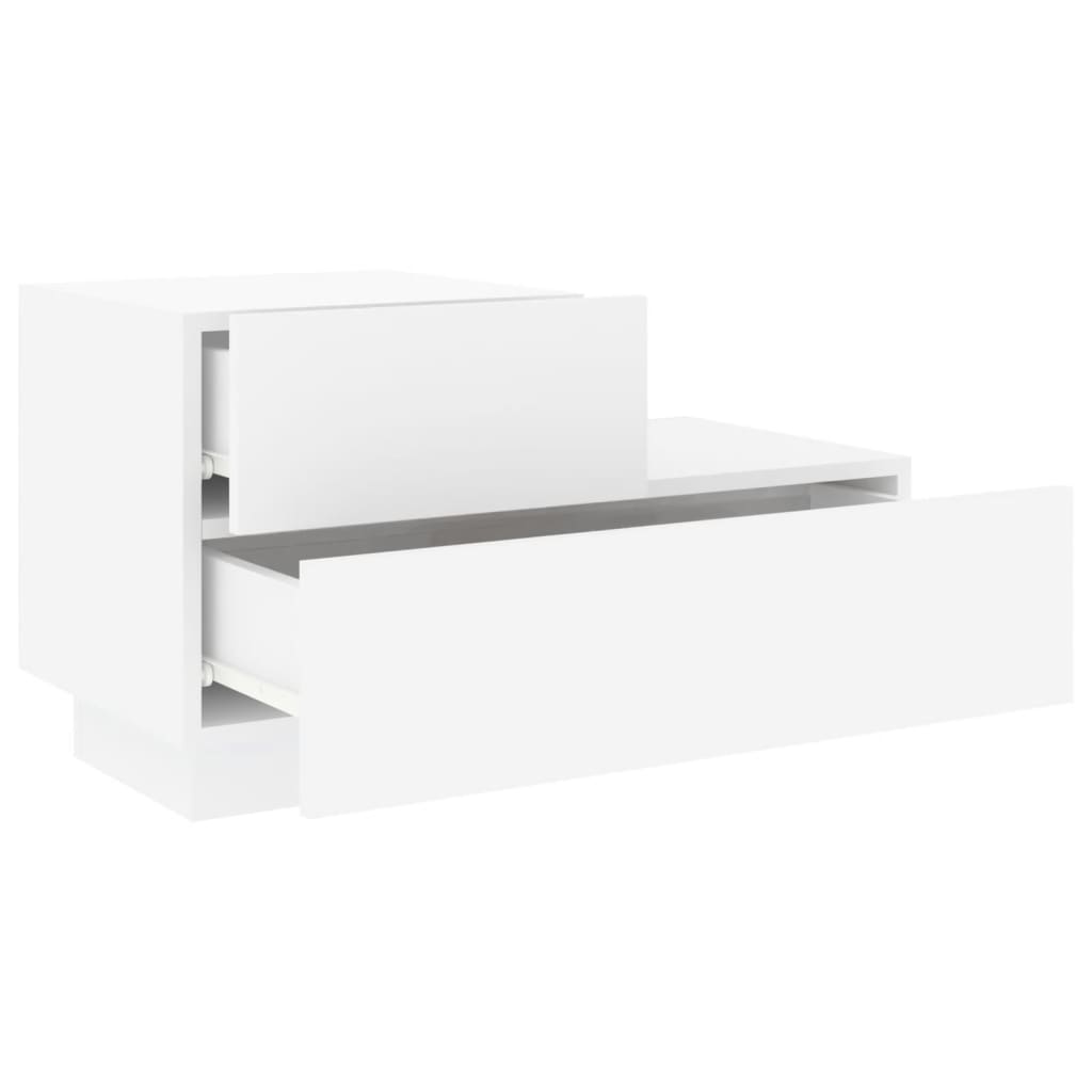 Bedside cabinet with LED lights, white, 70x36x40.5cm