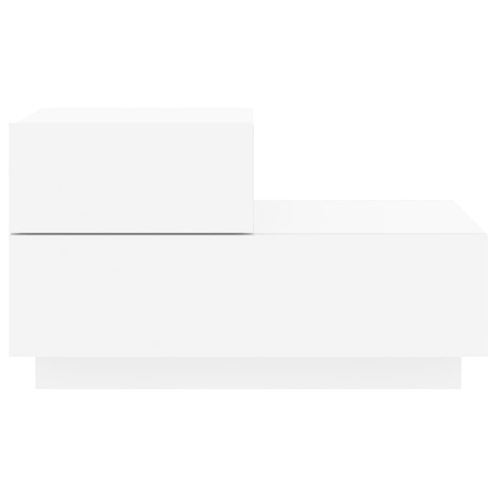 Bedside cabinet with LED lights, white, 70x36x40.5cm
