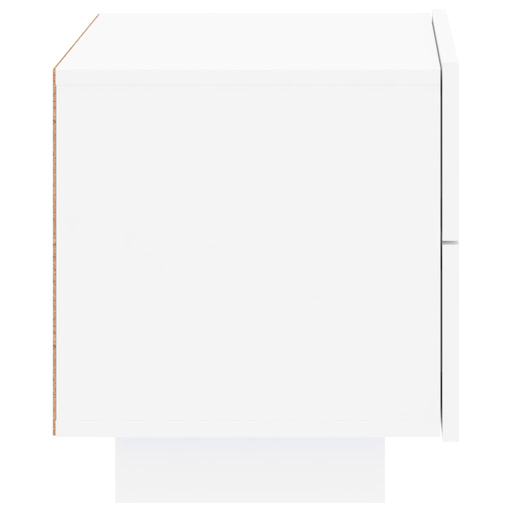 Bedside cabinet with LED lights, white, 70x36x40.5cm