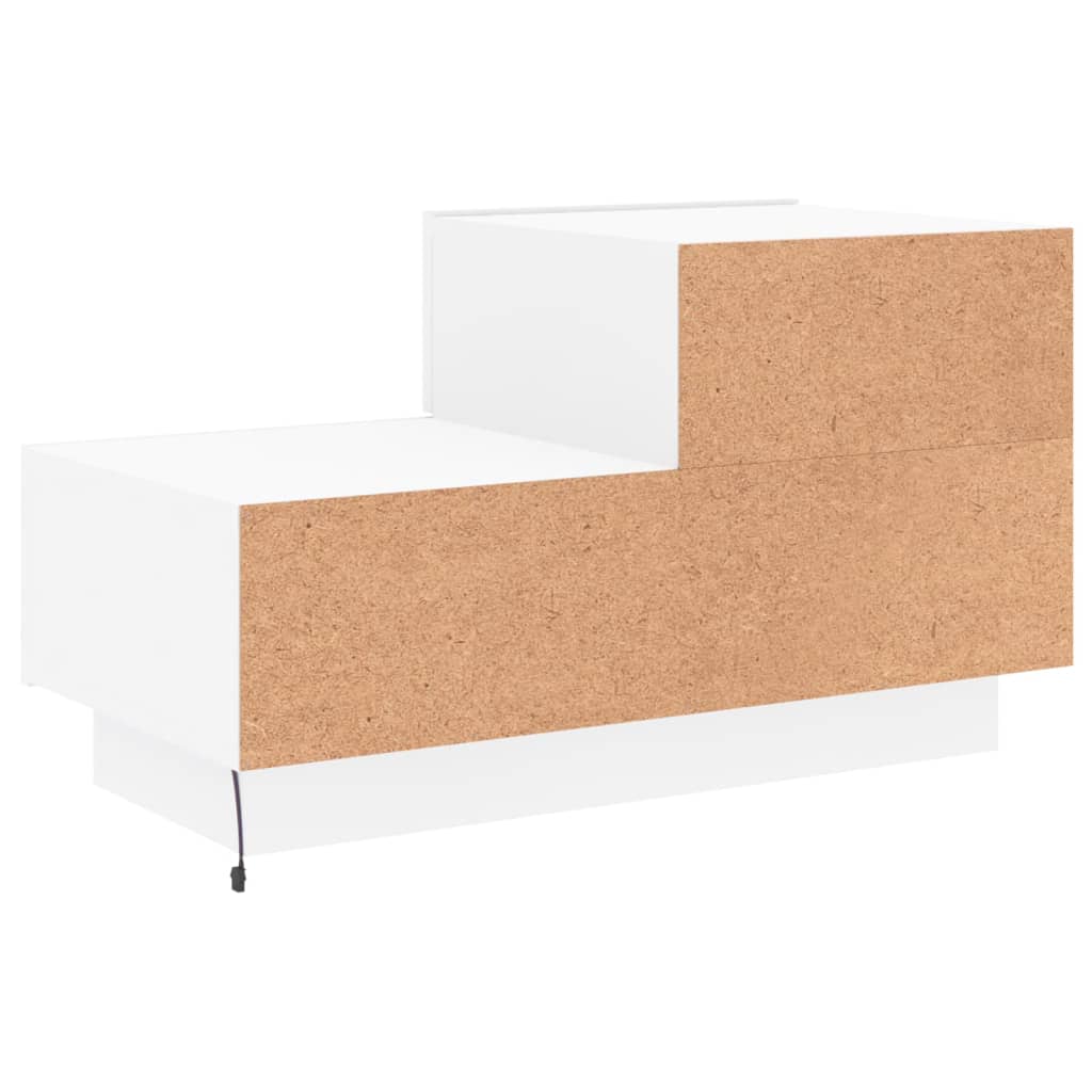 Bedside cabinet with LED lights, white, 70x36x40.5cm