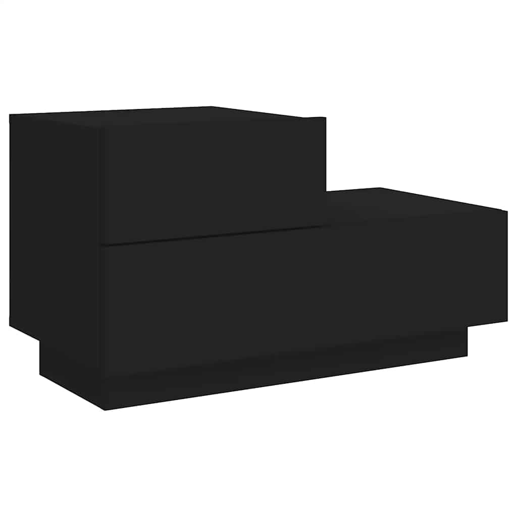 Nightstand with LED Lights, Black, 70x36x40.5cm
