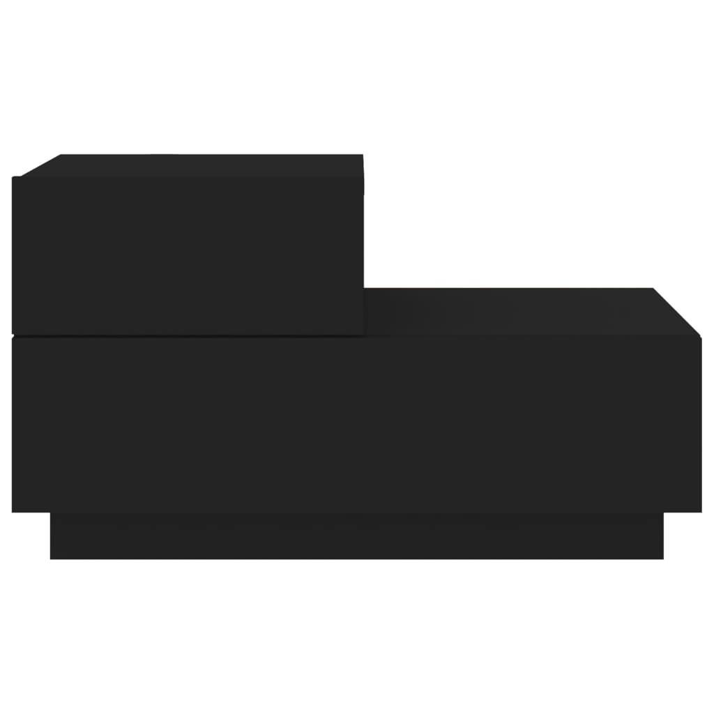 Nightstand with LED Lights, Black, 70x36x40.5cm