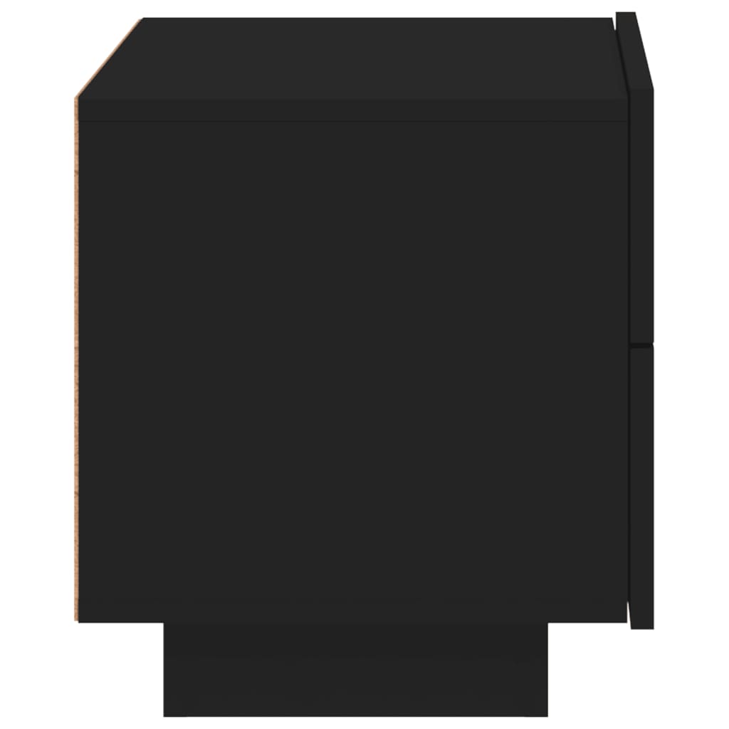 Nightstand with LED Lights, Black, 70x36x40.5cm